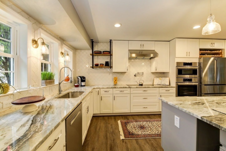 kitchen with new granite kitchen countertops