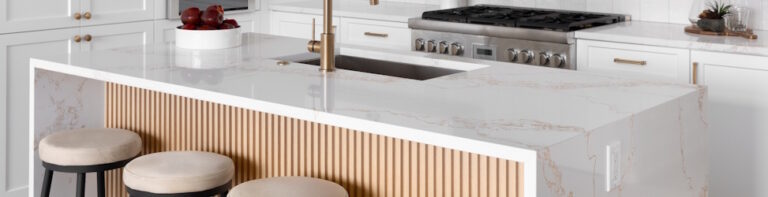 kitchen countertop with paneled sides